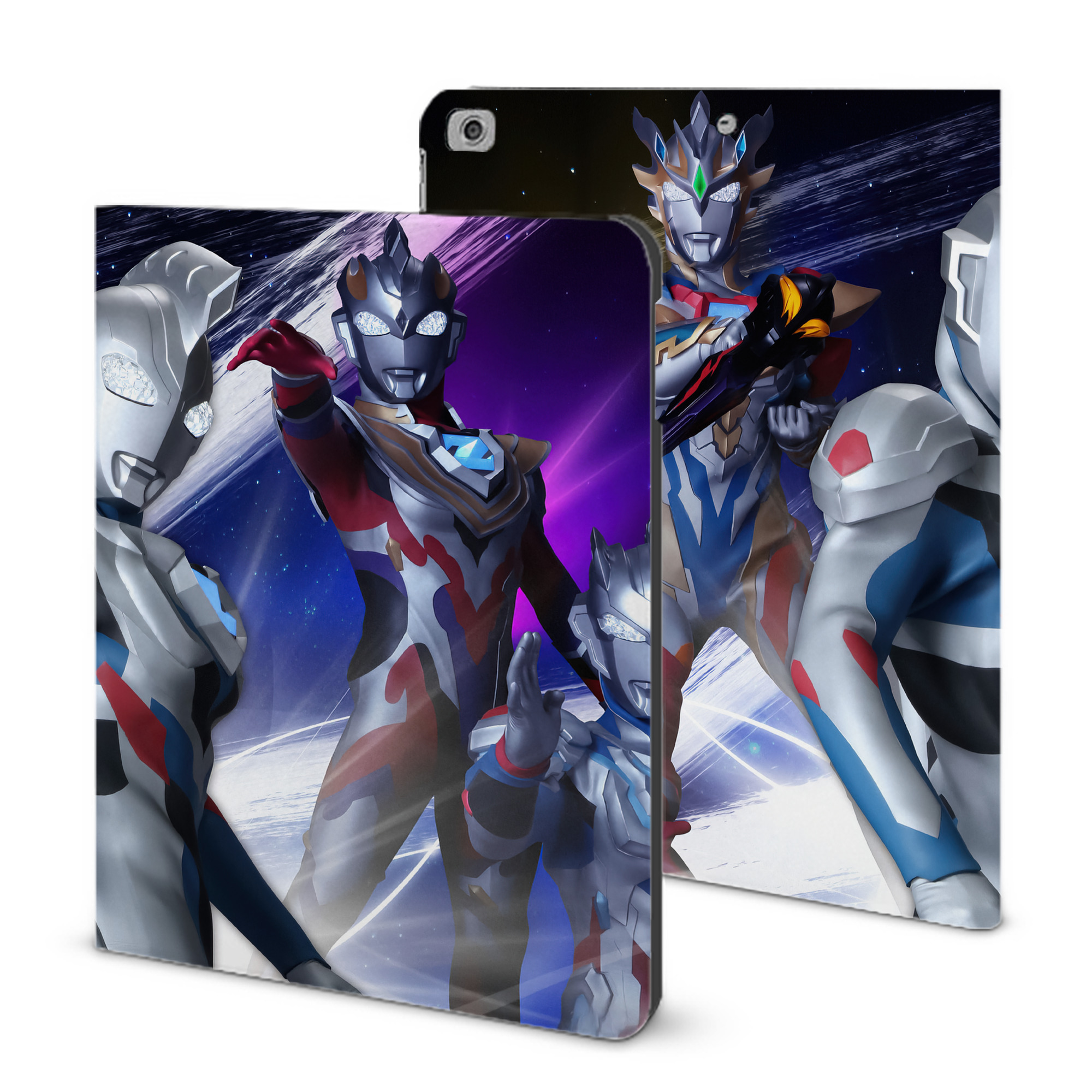 （画像用） ウルトラマン Ultraman IPad ケース ブック型 PUレザー TPU 耐衝撃 軽量 薄型 ペン収納なし 全面保護 IPad 各モデル対応